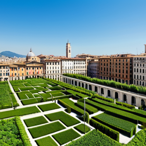 Home 17 A panoramic view of a vibrant Italian cityscape, showcasing a mix of modern and classic buildings adorned with extensive, lush green roofs and living walls. The scene illustrates the significant reduction of the urban heat island effect, with a visibly cooler and cleaner atmosphere. The sky is clear and bright, emphasizing a refreshing, sustainable urban environment. The architecture blends traditional Italian design with innovative green infrastructure. fully clothed, appropriate attire, safe for work, appropriate content, professional, perfect anatomy, correct proportions, natural pose, well-formed hands, proper finger count, natural body proportions, high quality, professional photography.